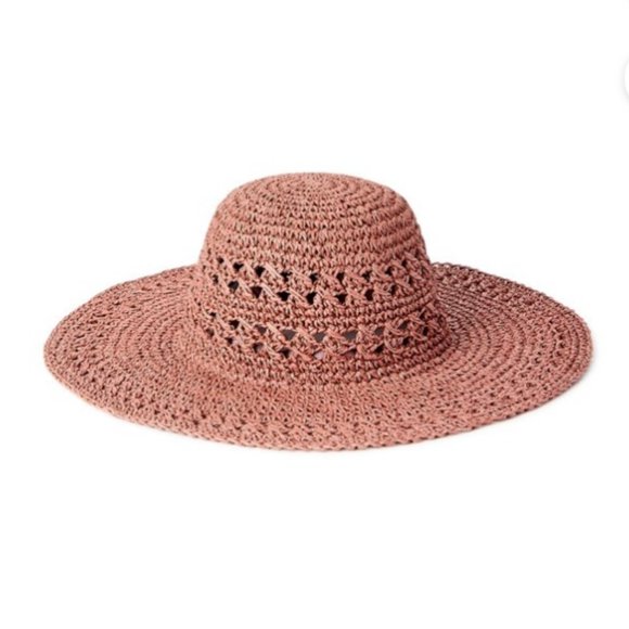 Time and Tru Accessories - Women's Dusty Pink Woven Straw Hat